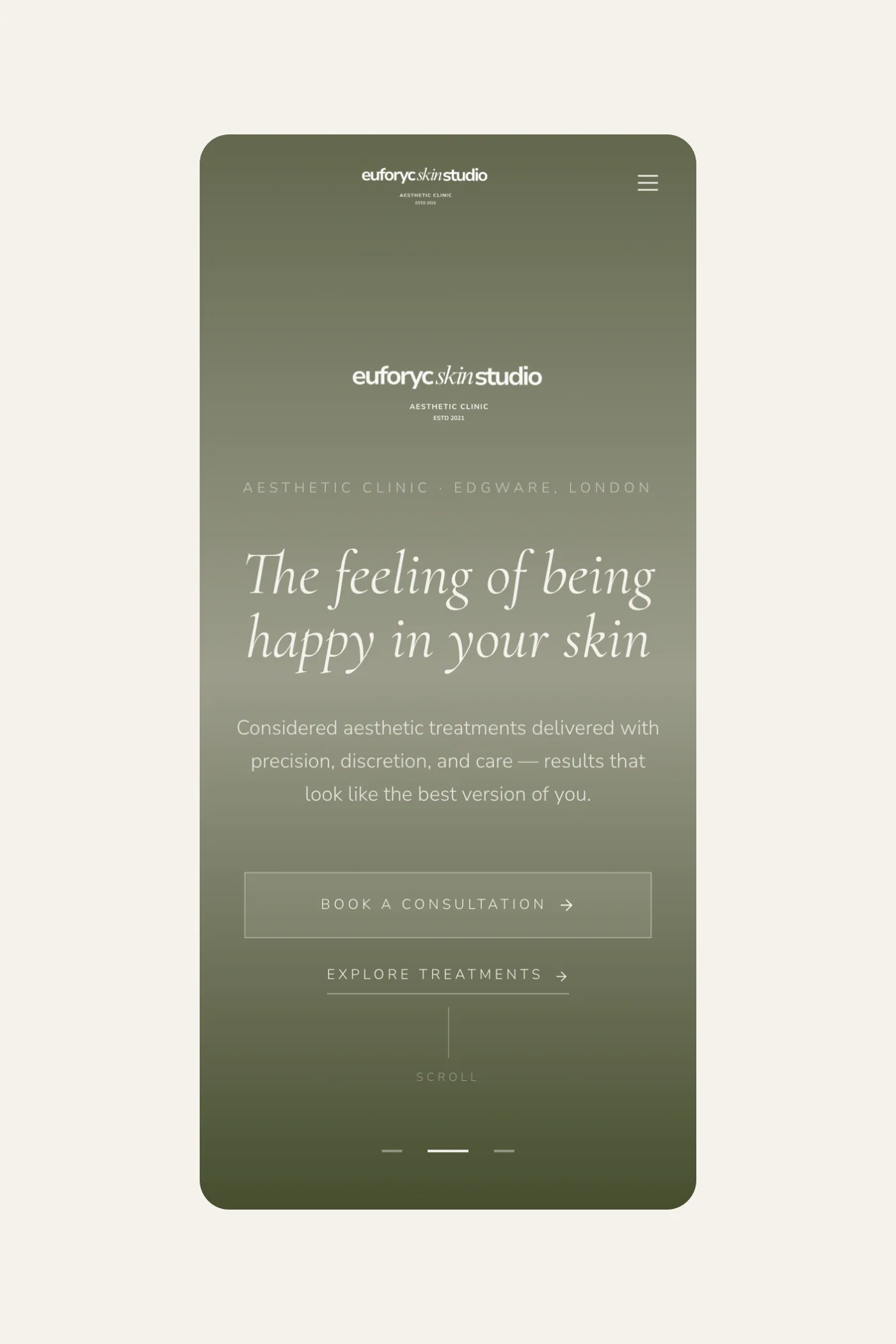 Euforyc Skin Studio on a phone.