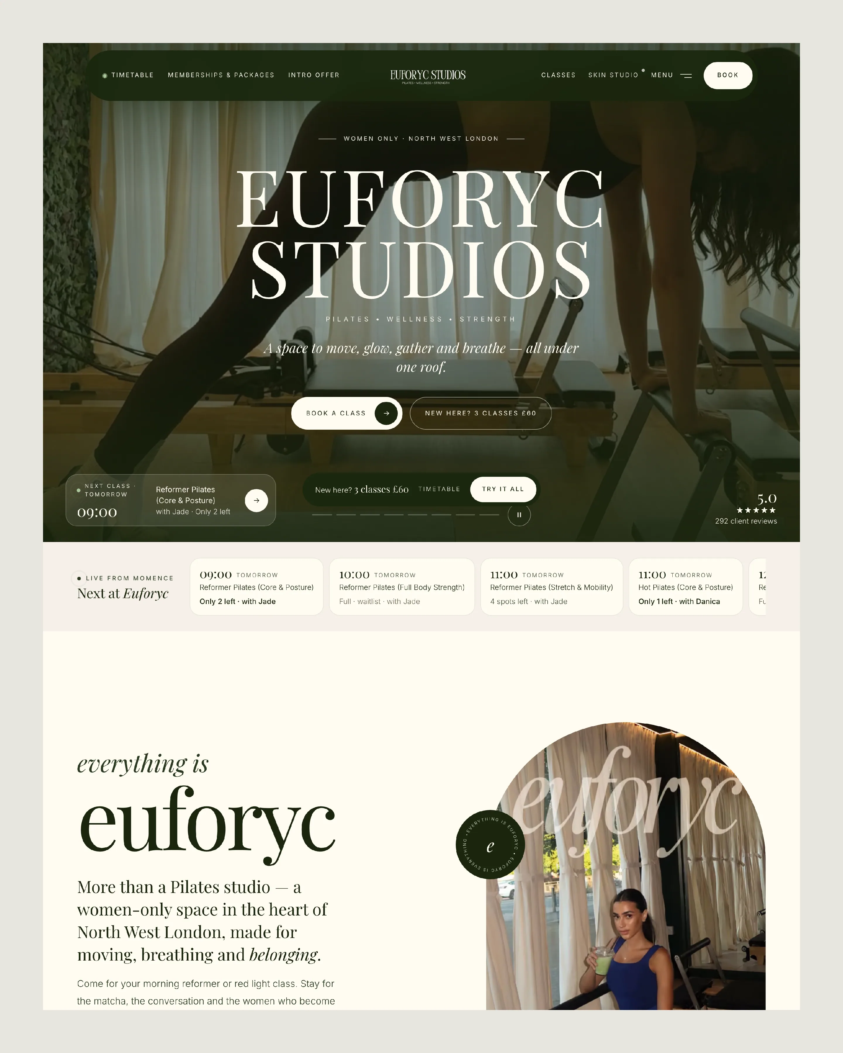 Euforyc Studios's home page, from the top.