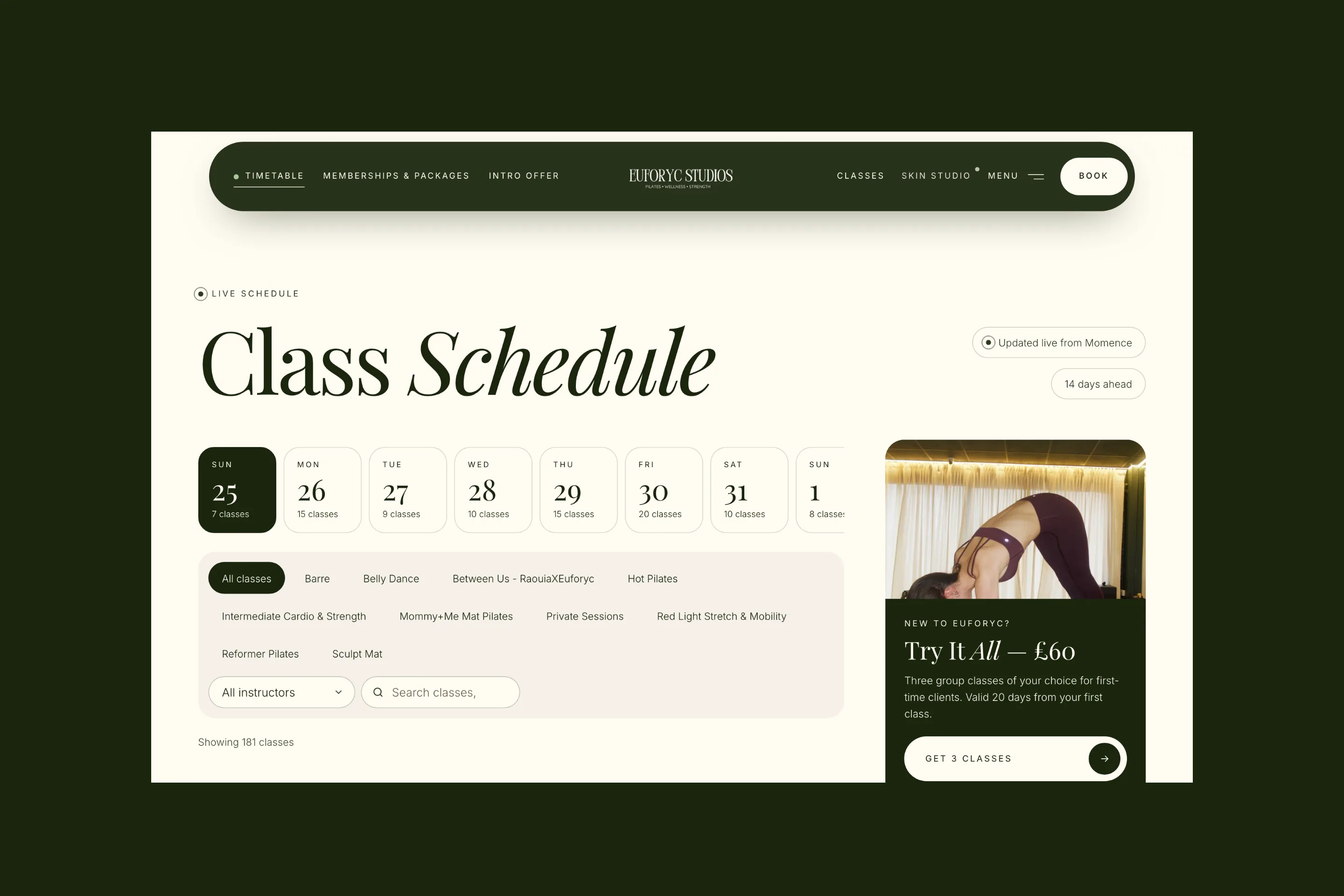 Euforyc Studios: another page on a desktop screen.