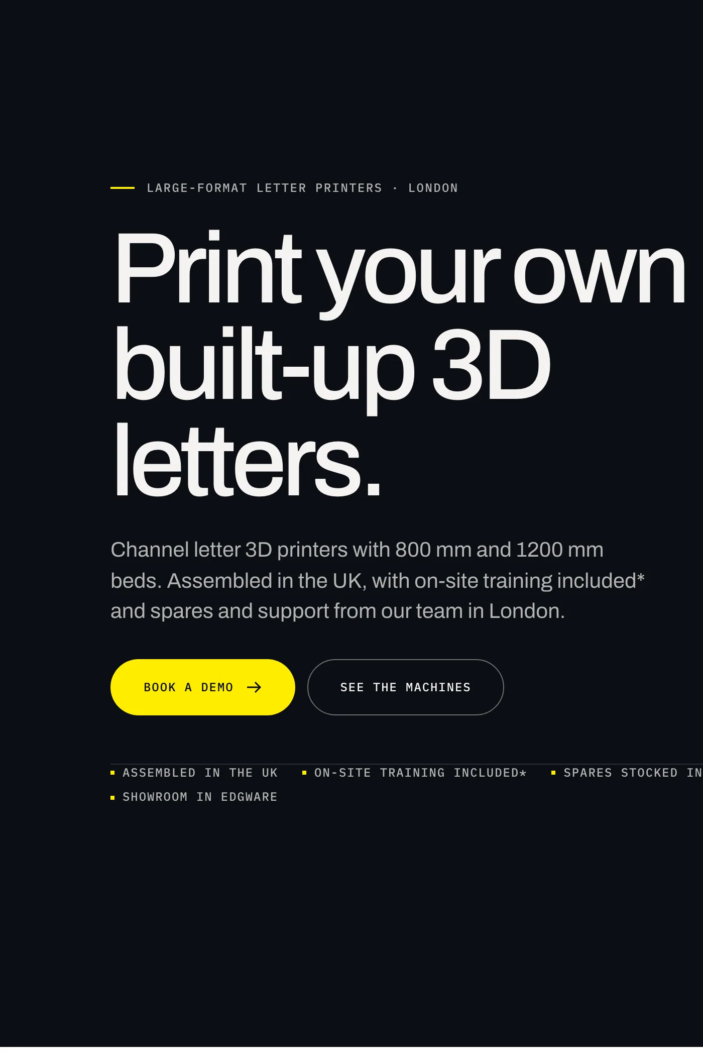 A close-up of SG 3D Printers's site.