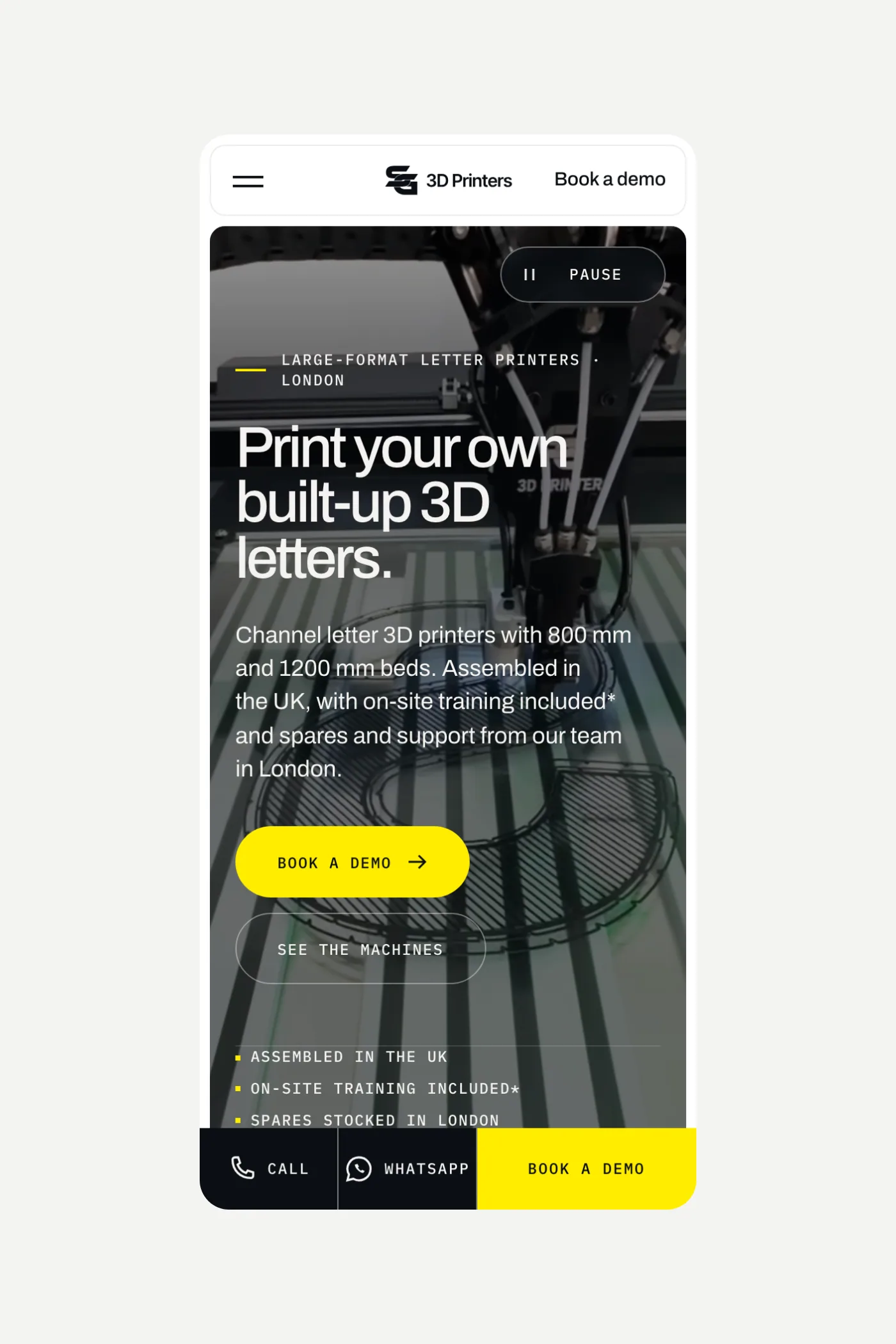 SG 3D Printers on a phone.
