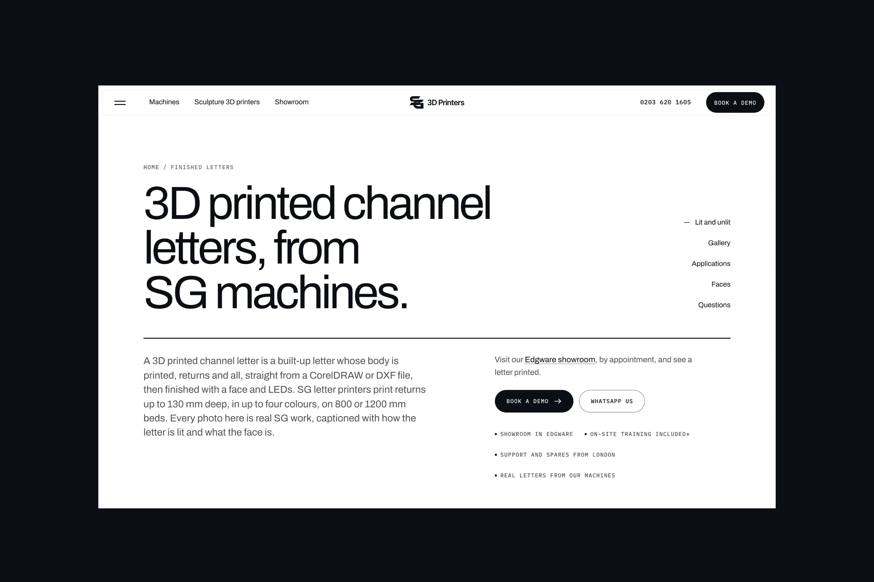 SG 3D Printers: another page on a desktop screen.