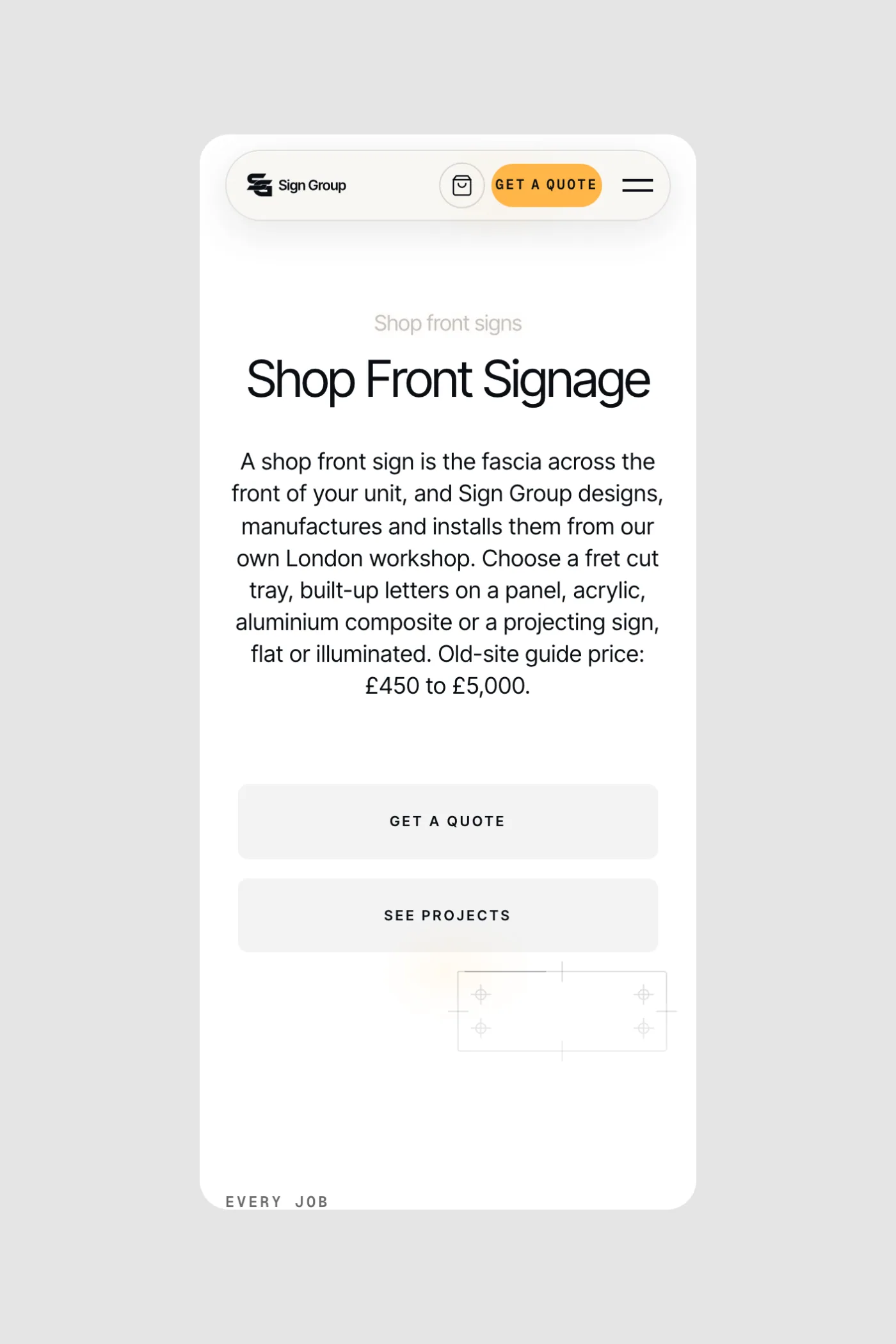 Another page of Sign Group on a phone.